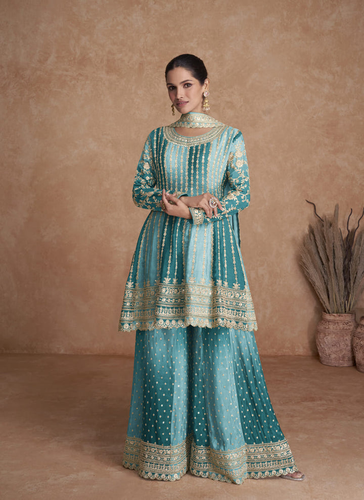 Lassya Fashion Blue Color Elegant Palazzo Salwar Suit Set