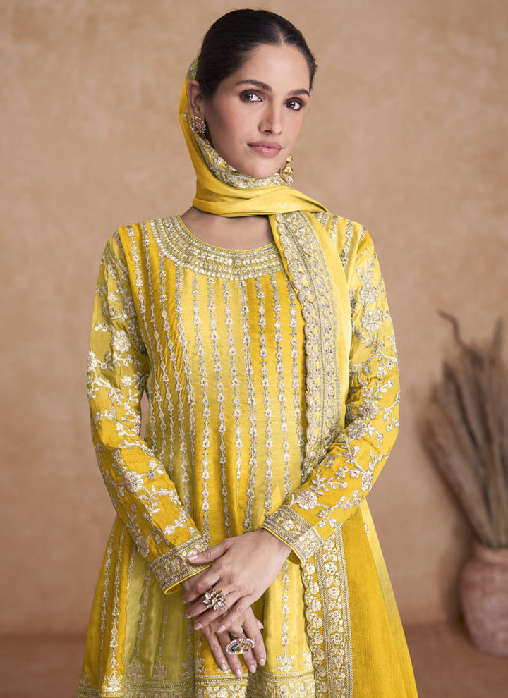 Lassya Fashion Yellow Color Elegant Palazzo Salwar Suit Set