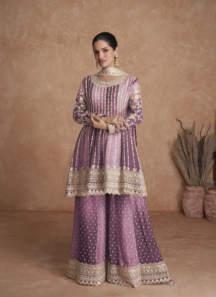 Lassya Fashion Lavender Color Elegant Palazzo Salwar Suit Set