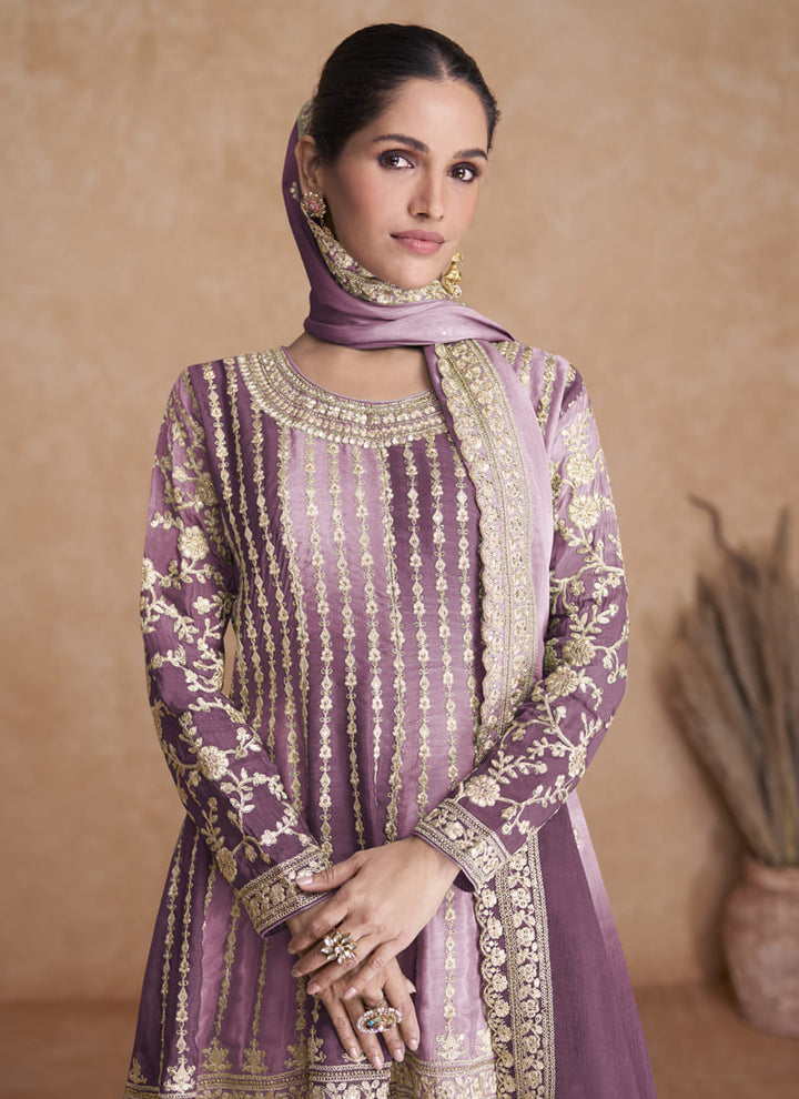 Lassya Fashion Lavender Color Elegant Palazzo Salwar Suit Set