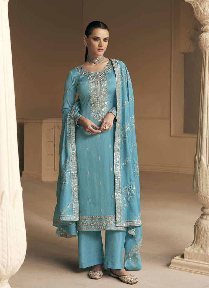 Lassya Fashion's Sky Blue Elegant Designer Salwar Suit