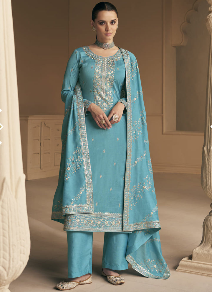 Lassya Fashion's Sky Blue Elegant Designer Salwar Suit