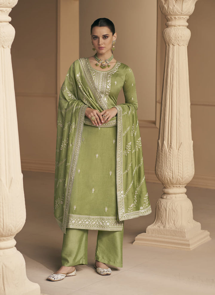 Lassya Fashion's Pista Green Elegant Designer Salwar Suit