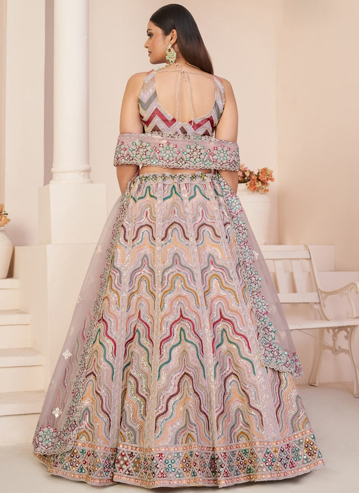 Lassya Fashion Peach Pink Elegant Wedding Lehenga with Intricate Embellishments