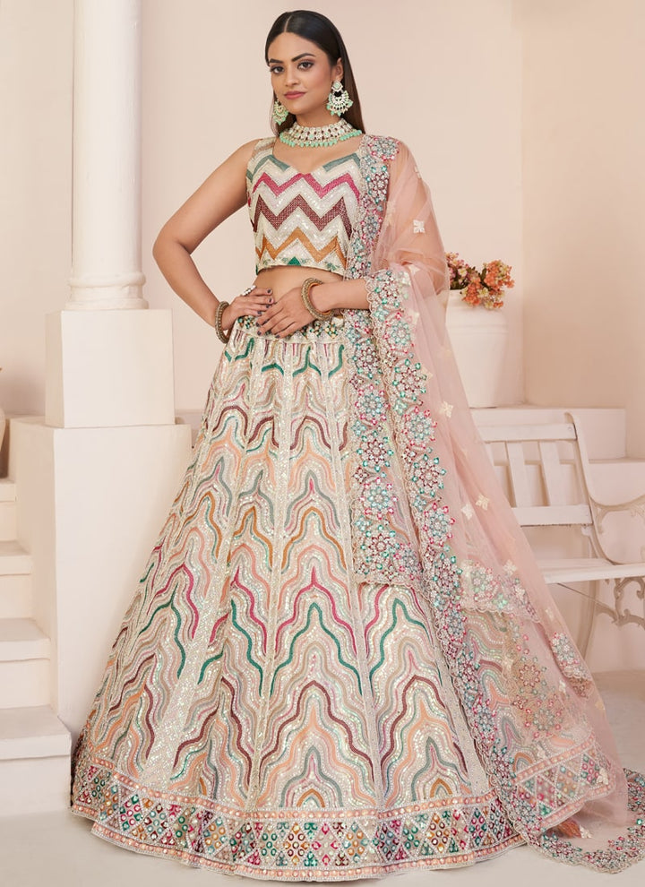 Lassya Fashion Cream Elegant Wedding Lehenga with Intricate Embellishments