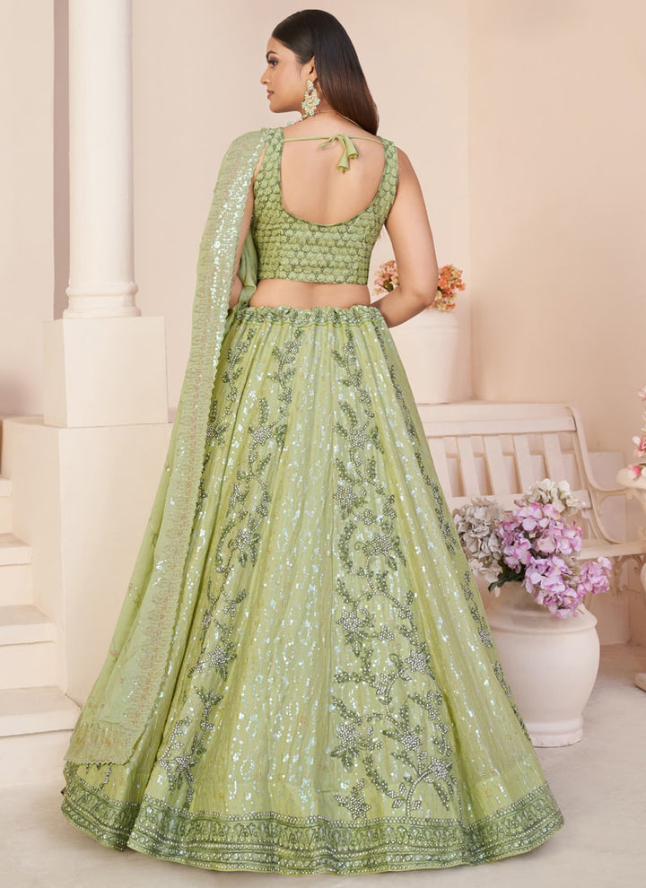 Lassya Fashion Pista Green Gorgeous Wedding Lehenga with Delicate Details