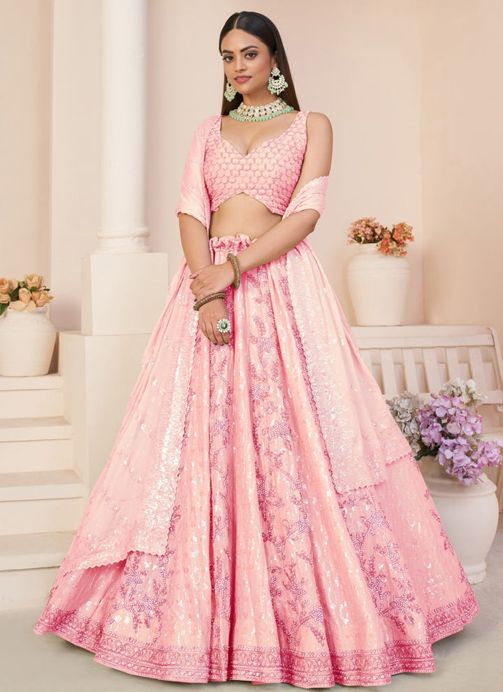 Lassya Fashion Light Pink Gorgeous Wedding Lehenga with Delicate Details