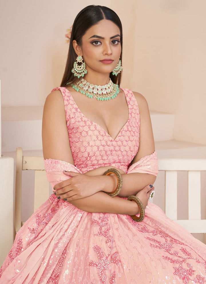 Lassya Fashion Light Pink Gorgeous Wedding Lehenga with Delicate Details