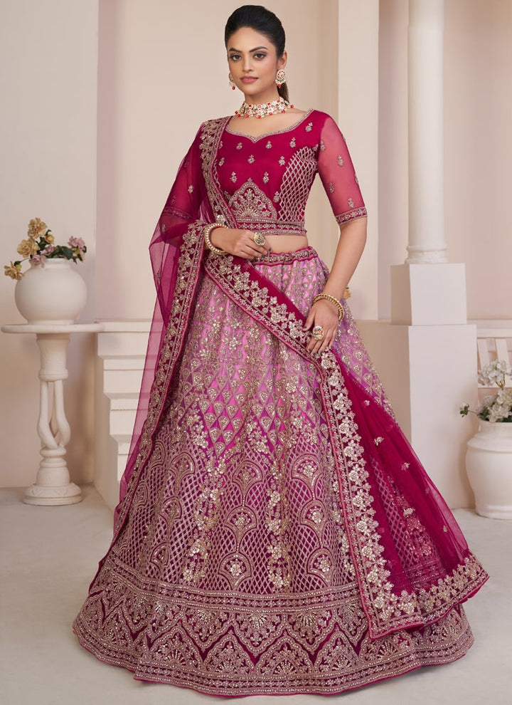 Lassya Fashion Magenta Pink Beautiful Wedding Lehenga with Detailed Decorations