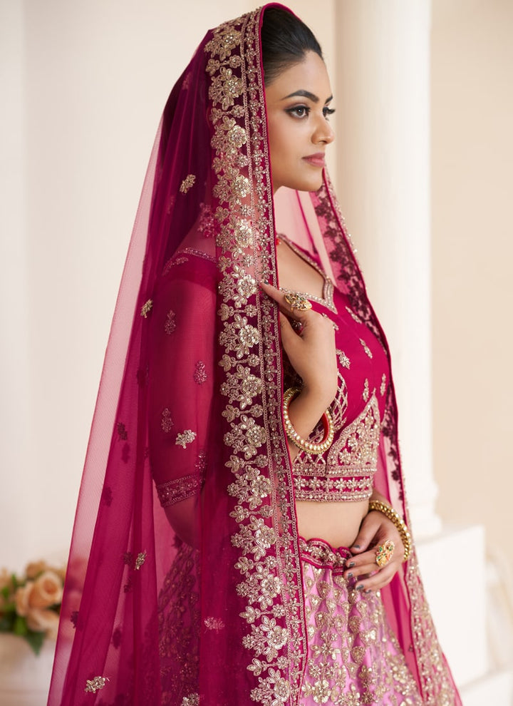 Lassya Fashion Magenta Pink Beautiful Wedding Lehenga with Detailed Decorations