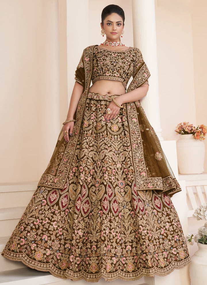 Lassya Fashion Beige Elegant Wedding Lehenga with Fine Embellishments