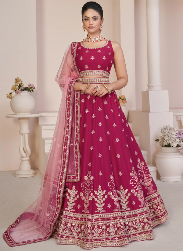 Lassya Fashion Magenta Pink Stylish Wedding Lehenga with Intricate Embellishments