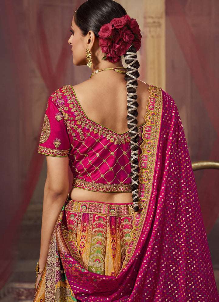 Lassya Fashion Rani Pink Exquisite Banarasi Silk Bridal Lehenga Set