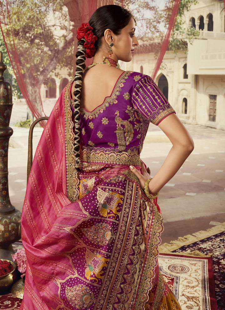 Lassya Fashion Multi Color Exquisite Banarasi Silk Bridal Lehenga Set