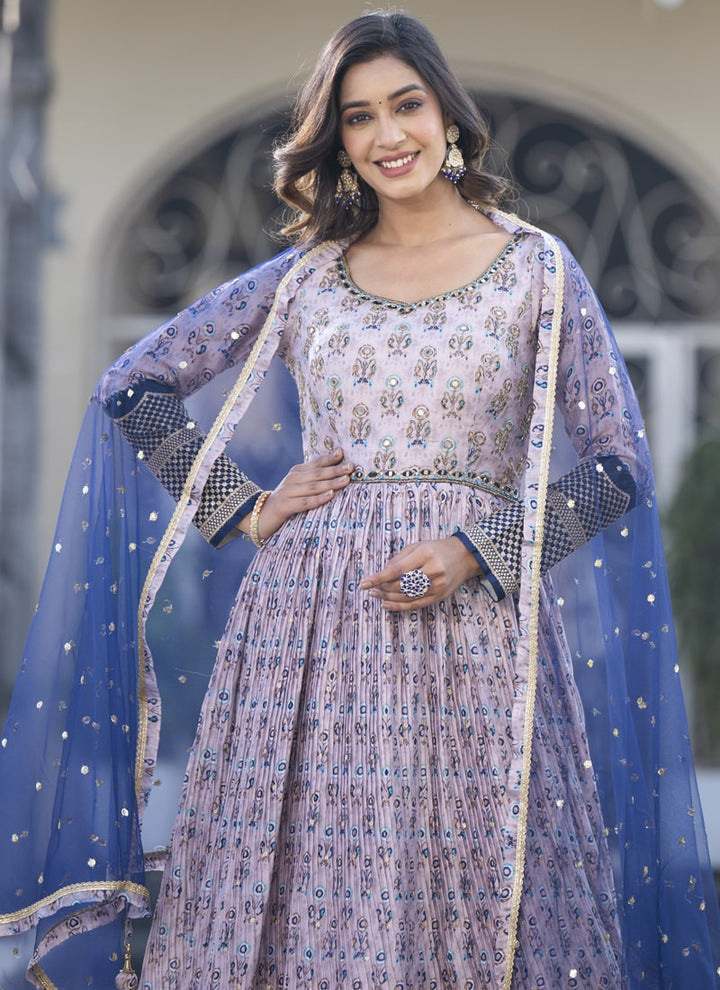 Lassya Light Purple Designer Gown with Handwork Embroidery and Elegant Detail