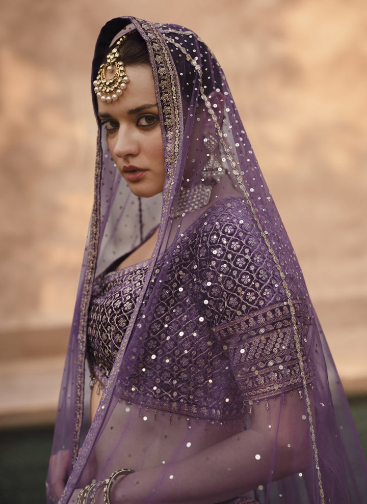 Lassya Purple Elegant Bridal Lehenga Set with Handwork Embellishments