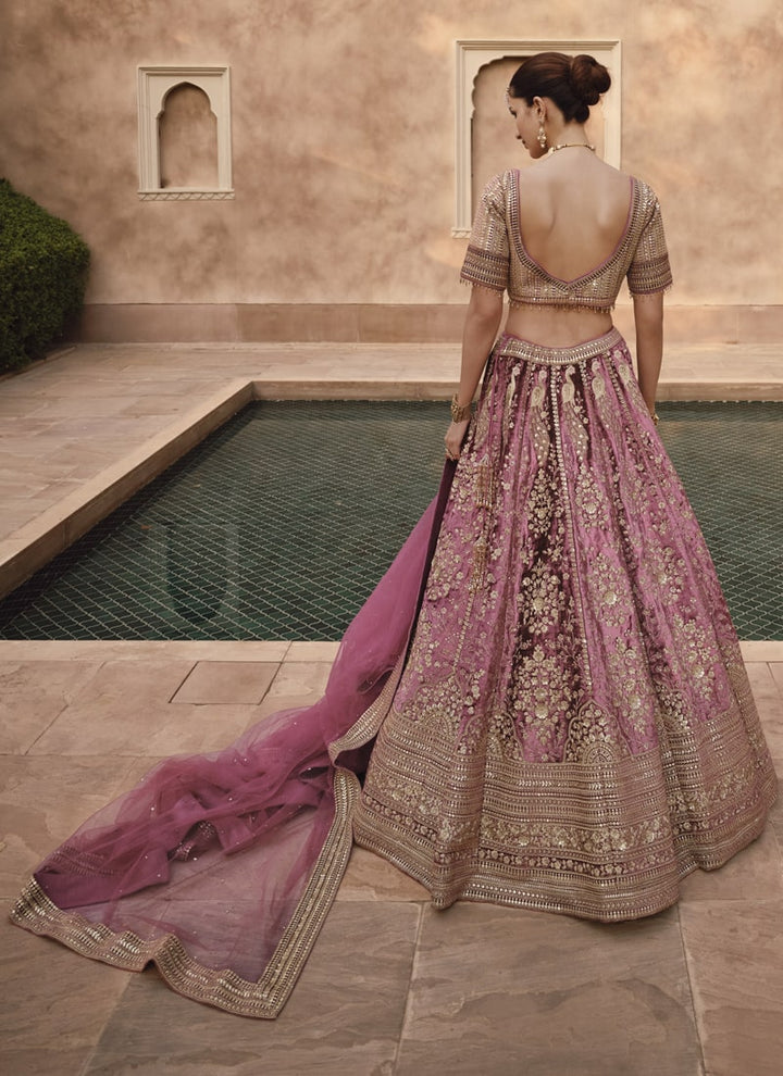 Lassya Mauve Pink Elegant Bridal Lehenga Set with Handwork Embellishments