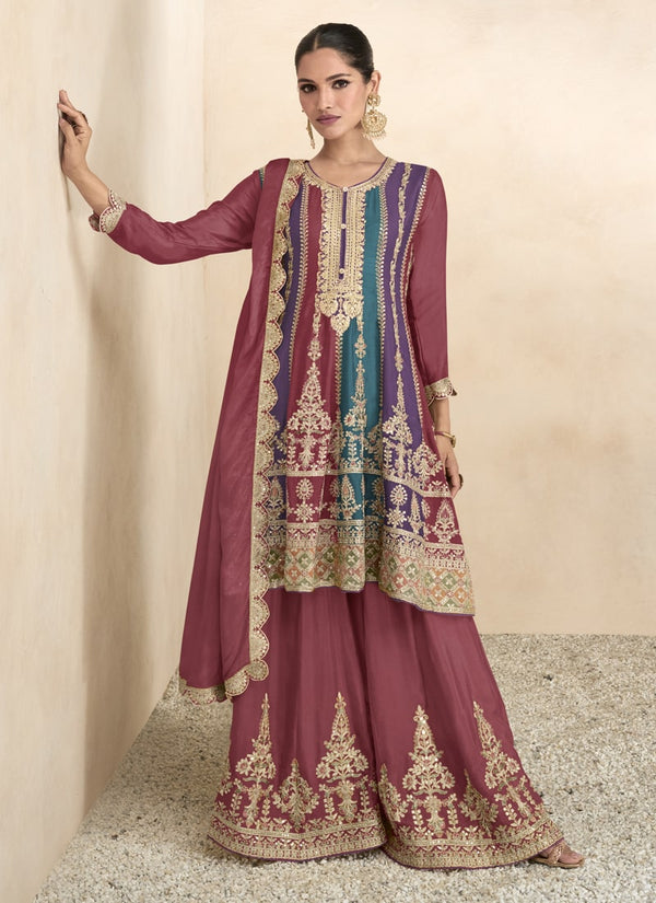 Lassya Fashion Mavue Pink Exquisite Pakistani Style Sharara Suit Ensemble