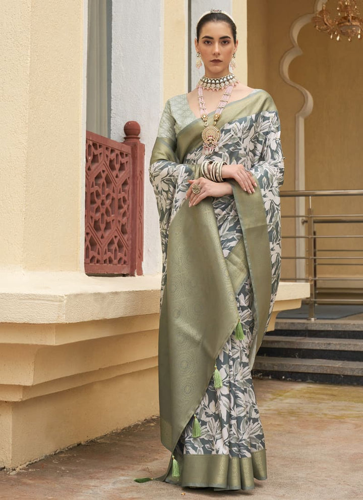 Green Designer Art Silk Saree with Weaving Border